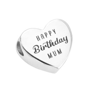 John Greed Signature Silver Happy Birthday Mum Heart Charm