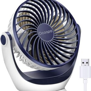 OCOOPA USB Desk Table Fan with Strong Airflow & Quiet Operation, Portable Cooling Fan Speed Adjustable 360°Rotatable Head for Home Office Bedroom Table and Desktop