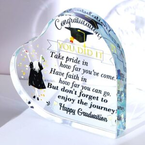 Ornalrist Graduation Gifts for Her Glass Heart Inspiration Colorful Keepsake with Quote Graduation Presents for Graduate High School College PHD Masters Degree Daughter Granddaughter
