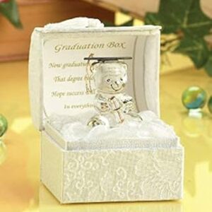 Parmy Glass Bear Graduation Congratulations with Poem inside the Lid - Gift Boxed