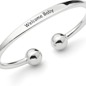 Personalised 925 Sterling Silver Baby Bangle Bracelet - KIMNKIM J3 | Adjustable, Free engraving, Newborn baby Shower gifts, UK Hallmarked, Children’s Jewellery Tested