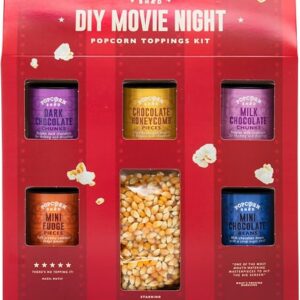 Popcorn Shed DIY Movie Night Popcorn Toppings Kit (5 Delicious Toppings & 500g Popping Kernels) - Sweet Popcorn Toppings, Easy & Low Calorie Snack, Perfect for Parties, Movie Nights & Gifting