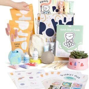 Pott'd at Home Pottery Kit for Adults. Air Dry Clay Kit for Beginners. Craft Kit for Adults Includes: Air-Dry Clay for Adult, Tools, Paints, Brushes, Sealant, How-to-Guides