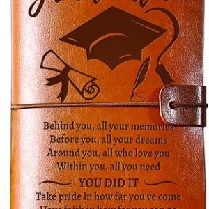 PRSTENLY Graduation Gifts, 144 Pages Leather Travel Journal Diary Graduation Gift for Granddaughter Daughter Sister Friends Son Brother Her Him, College University School Grad Presents