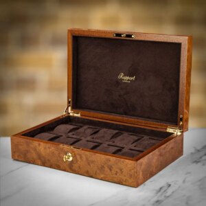 Rapport London Heritage Ten Watch Box - Burr Walnut - can be Engraved or Personalised