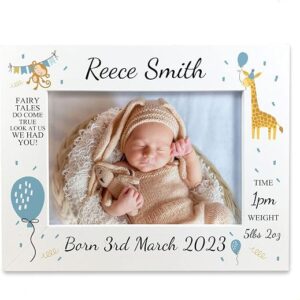 Red Ocean Personalised Baby Gift Photo Frame Birth Details Nursery Decor Baby Boy Gifts Keepsake Newborn Gifts New Mummy and Daddy Gift