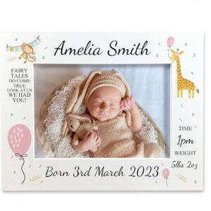 Red Ocean Personalised Baby Gift Photo Frame Birth Details Nursery Decor Baby Girl Gifts Keepsake Newborn Gifts New Mummy and Daddy Gift