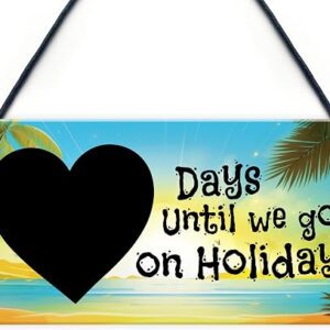 Red Ocean Summer Holiday Countdown Plaque - Count Down The Days Until Vacation Signs - Travel Gifts - Essentials for Men Women - Family Getaway Gifts