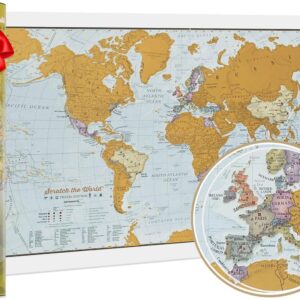 Scratch the World® travel edition map print - with gift tube - a3 travel sized 42.0 (w) x 29.7 (h) cm