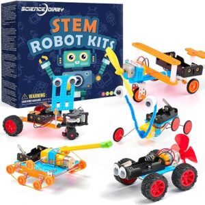 STEM Toys for Kids - Robot Building Kit, Engineering Experiments Crafts Set with Motor and Tools, Learning Toys Activities for Researching, Christmas Birthday Gifts for Boys and Girls