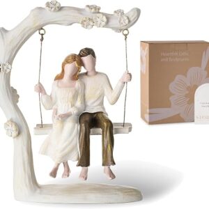 Storieme Anniversary Figurines Gift for Her: Romantic Wedding Engagement Gift for Wife Girlfriends Parents - Couple on Swing Resin Statue