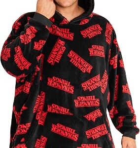 Stranger Things Blanket Hoodie for Adults and Teenagers - Cosy Oversized Fleece Hoodie One Size Sherpa Hood - Gifts for Her