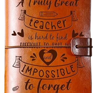 Teacher Gifts for Women Men, Thank You Teacher Leather Journal Gifts, Teaching Assistant Appreciation Gift, Gift for Best Teacher End of the Year(A6,12x20cm
