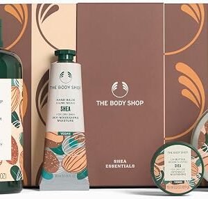 The Body Shop Shea Essentials Gift Set, Shower Cream 250ml, Body Butter 50ml, Hand Balm 30ml, Lip Butter 10ml, Nourishing Body Care Set, 96hr Moisture for Dry Skin, Vegan Skincare Gift