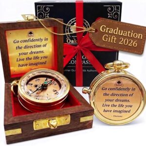 The Dream Chaser Compass - Go Confidently -2026 Unique Graduation Gifts for Him, College, High School, Cool Birthday Gift Idea for Son, Boys, Motivational Greeting Card Included