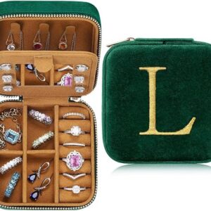 TINGN Travel Jewellery Organiser, Mini Jewellery Box, Personalised Travel Jewelry Box L, Jewelry Case with Mirror, Birthday Gifts for Women, Gifts for Her, Birthday Gift for Teenage Girls