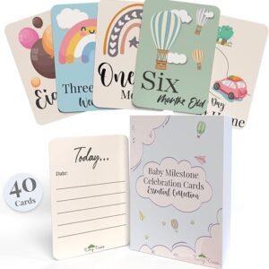 Tiny Trees® 40 Baby Milestone Cards | Gift Box, New Baby & Shower Gift | Newborn essentials gift for boys & girls | Baby shower gift for mum & new parents | Gender neutral pregnancy keepsake
