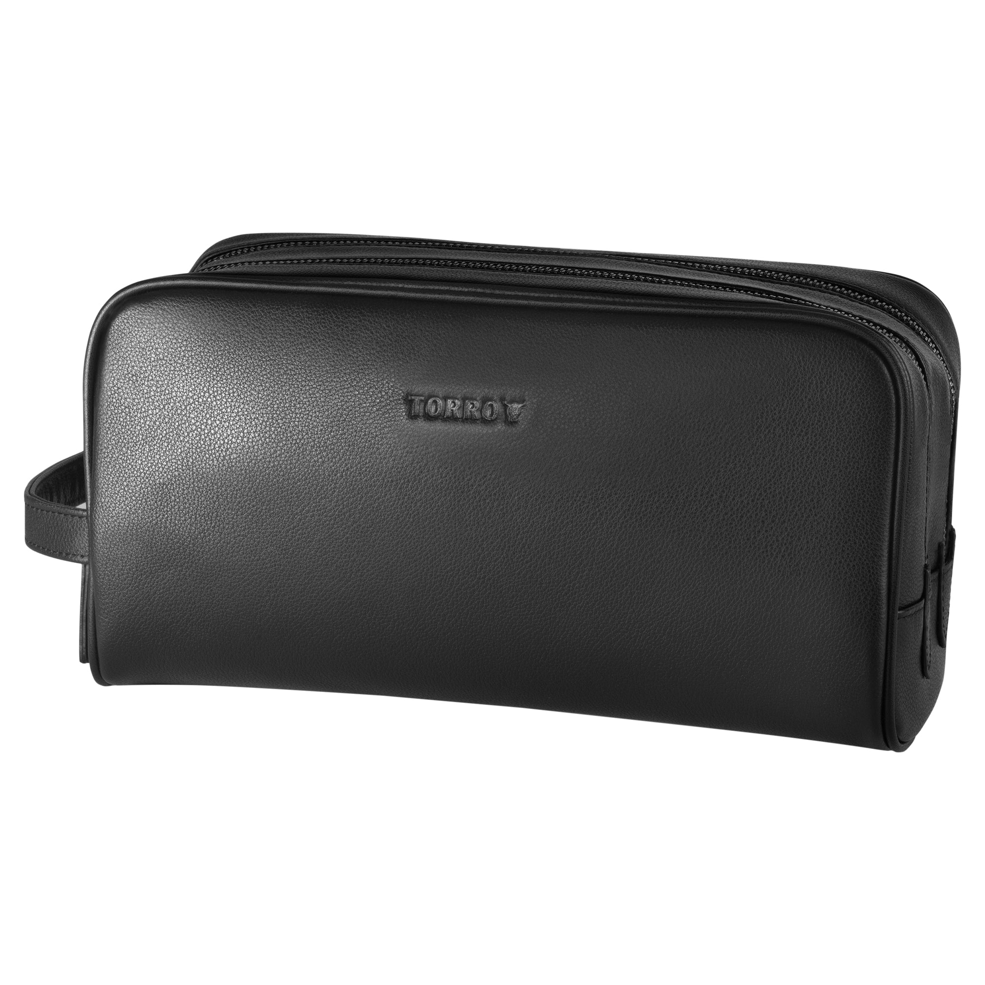 Leather Wash Bag - Black