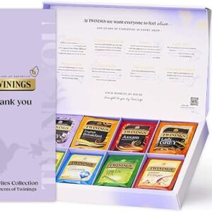 Twinings Thankyou Favourites Collection Gift Box | 40 Tea Bags | 8 Premium Green & Herbal Infusions | Gift Ideas for Women & Men