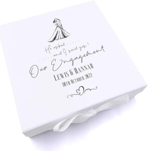 ukgiftstoreonline Personalised He Asked I Said Yes Our Engagement Keepsake Memory Box Gift (Large)