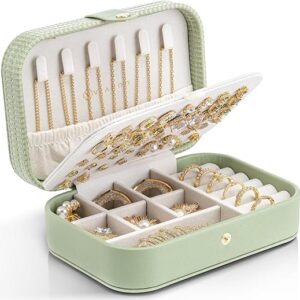 VLANDO Travel Jewellery Box, PU Leather Travel Jewellery Organiser for Rings, Necklaces, Bracelets,Earring Box, Gifts for Women