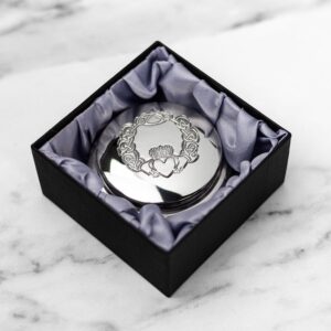 Wentworth Round Claddagh Pewter Georgian Trinket Box - can be Engraved or Personalised