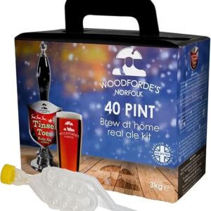 Woodforde's Tinsel Toes Ruby Ale Beer Kit with Airlock - Makes 40 Pints (23L) of Premium Real Ale - 3kg Double Malt Pouch - No Sugar Required Professional DIY Homebrew Set