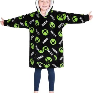 Xbox Fleece Blanket Hoodie for Boys and Teenagers - One Size Cosy Kids Oversized Hoodie Blanket - Gamer Gifts for Boys